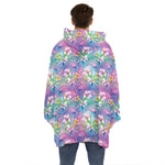 Colorful Tropical Flamingo Print Hoodie Blanket