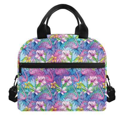 Colorful Tropical Flamingo Print Insulated Lunch Bag