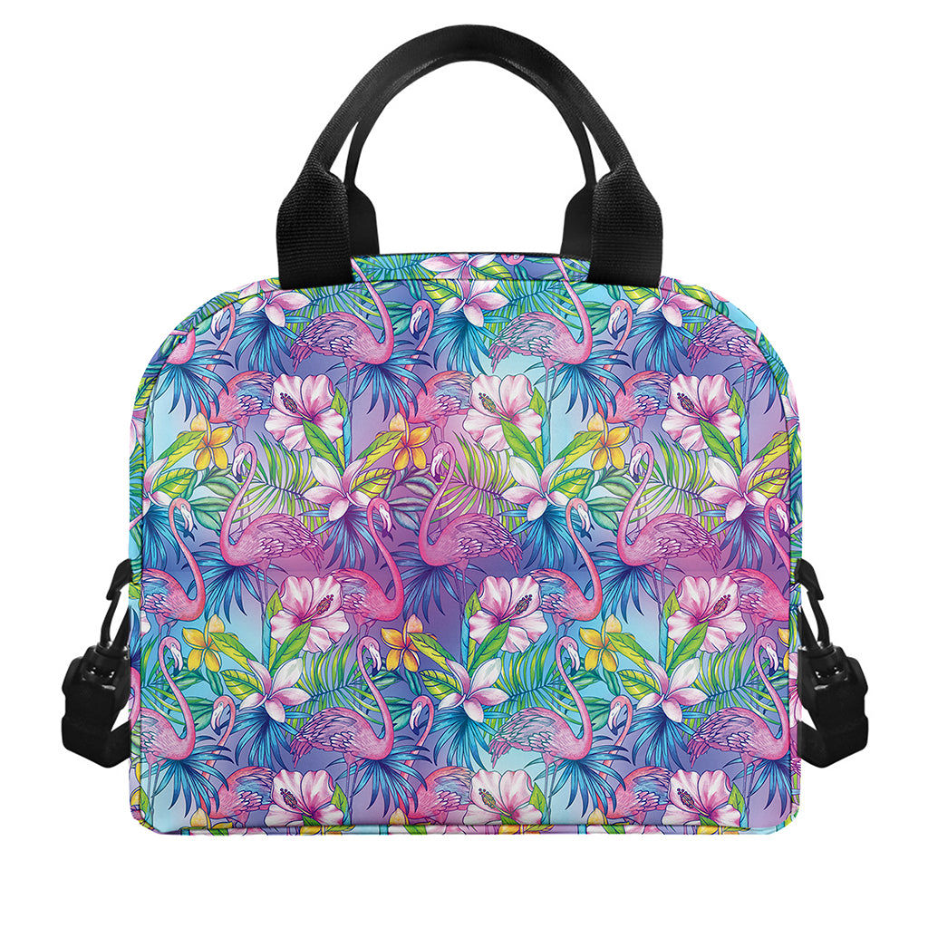 Colorful Tropical Flamingo Print Insulated Lunch Bag