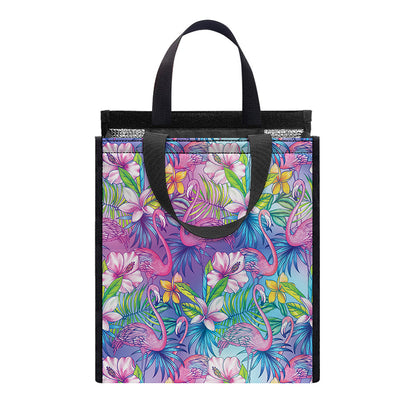 Colorful Tropical Flamingo Print Insulated Lunch Tote