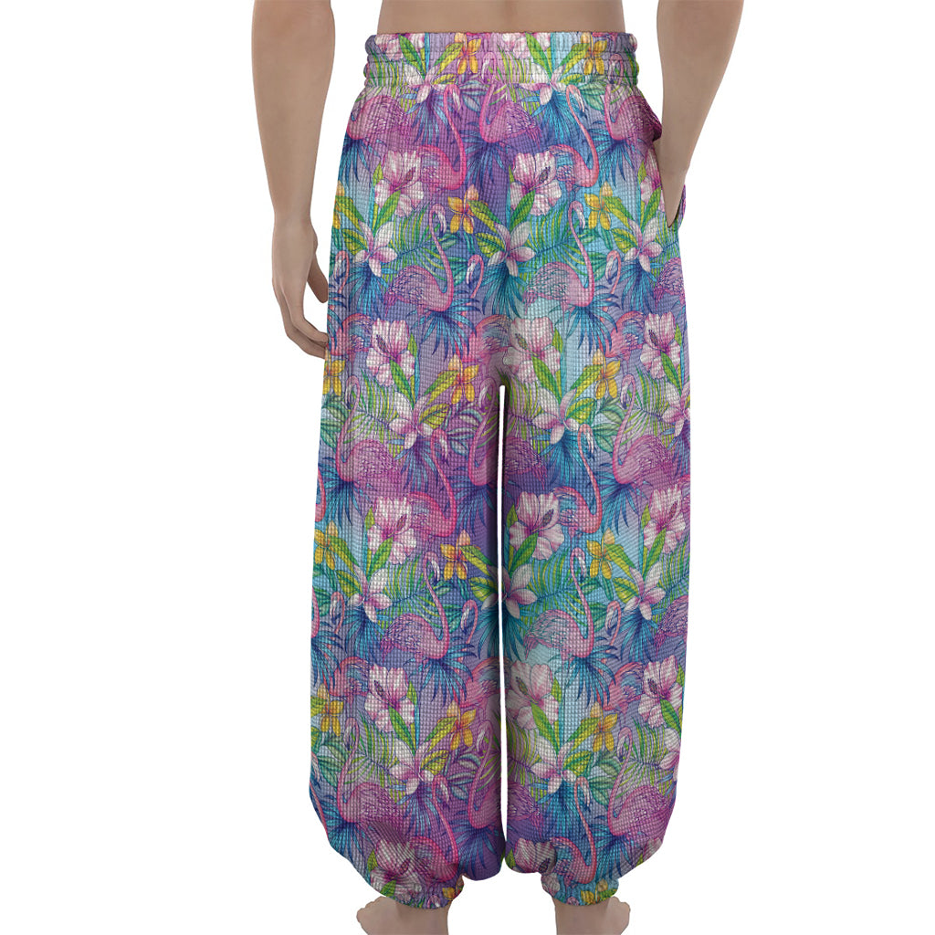 Colorful Tropical Flamingo Print Lantern Pants