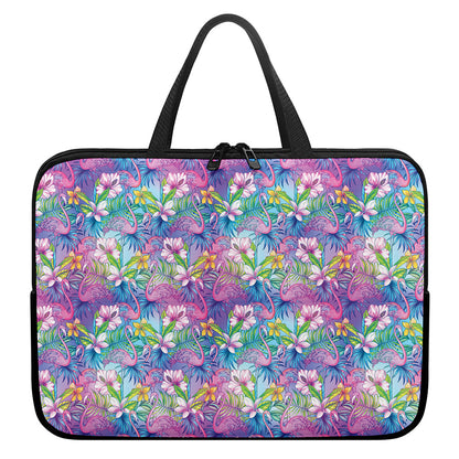 Colorful Tropical Flamingo Print Laptop Sleeve With Handle