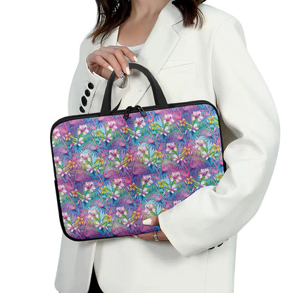 Colorful Tropical Flamingo Print Laptop Sleeve With Handle