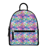 Colorful Tropical Flamingo Print Leather Backpack