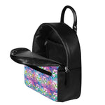 Colorful Tropical Flamingo Print Leather Backpack