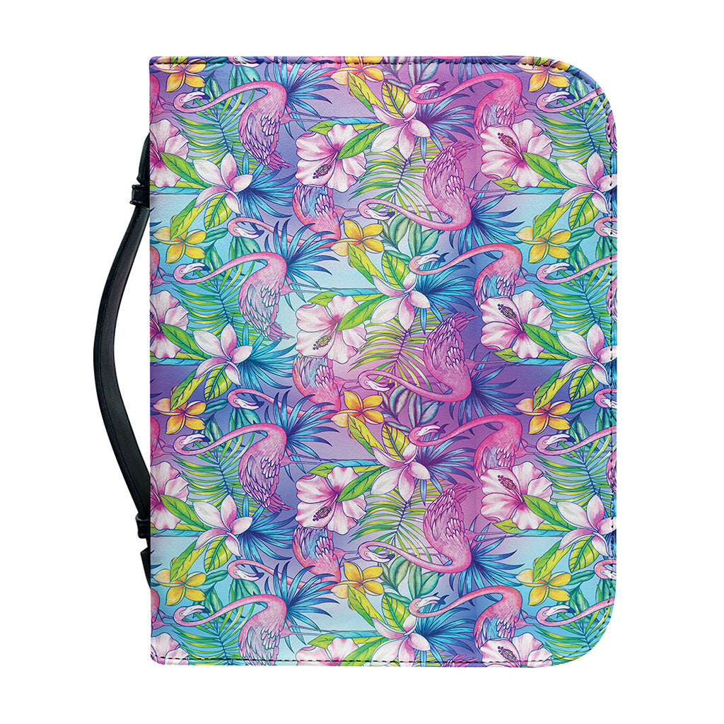 Colorful Tropical Flamingo Print Leather Bible Cover