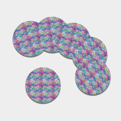 Colorful Tropical Flamingo Print Leather Coaster Set