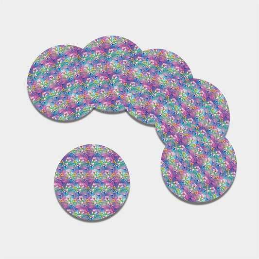 Colorful Tropical Flamingo Print Leather Coaster Set