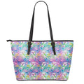 Colorful Tropical Flamingo Print Leather Tote Bag With Zipper