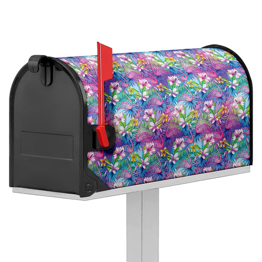 Colorful Tropical Flamingo Print Mailbox Cover