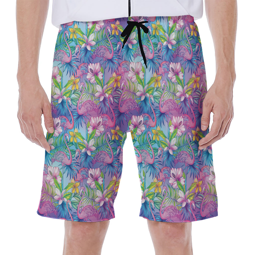 Colorful Tropical Flamingo Print Men's Beach Shorts