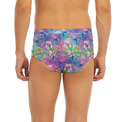 Colorful Tropical Flamingo Print Men's Briefs