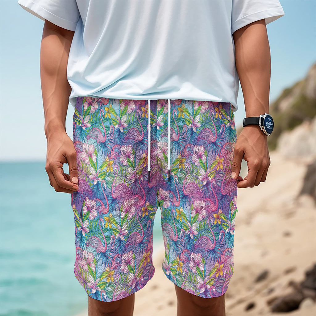 Colorful Tropical Flamingo Print Men's Cargo Shorts