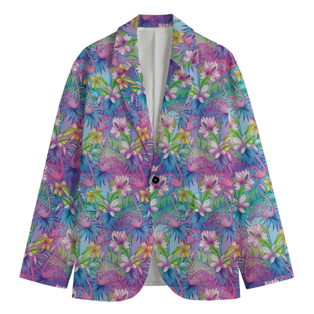 Colorful Tropical Flamingo Print Men's Cotton Blazer