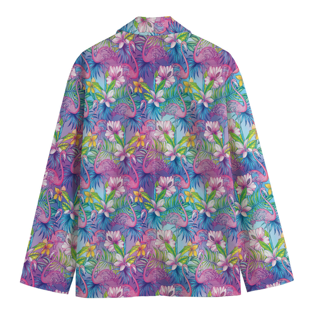 Colorful Tropical Flamingo Print Men's Cotton Blazer