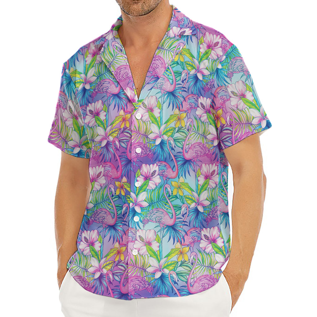 Colorful Tropical Flamingo Print Men's Deep V-Neck Shirt