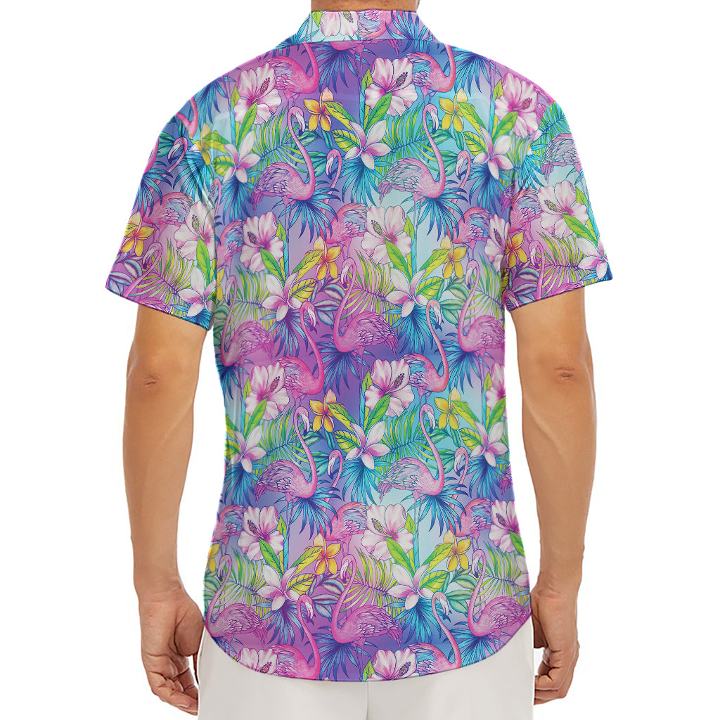 Colorful Tropical Flamingo Print Men's Deep V-Neck Shirt