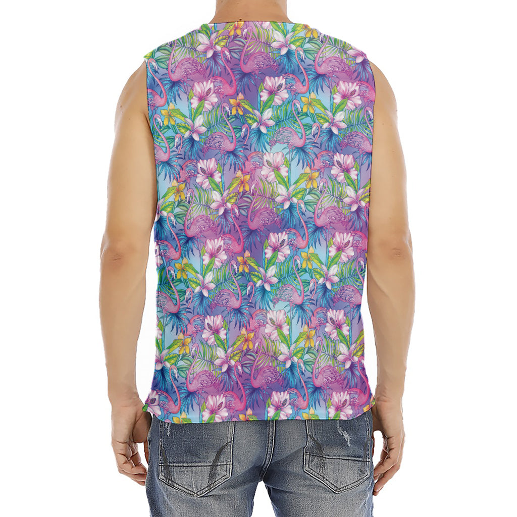 Colorful Tropical Flamingo Print Men's Fitness Tank Top