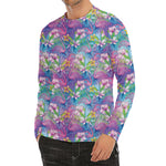 Colorful Tropical Flamingo Print Men's Long Sleeve Rash Guard