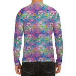 Colorful Tropical Flamingo Print Men's Long Sleeve Rash Guard