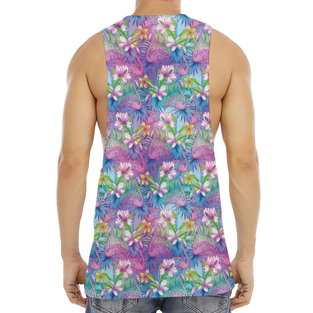 Colorful Tropical Flamingo Print Men's Muscle Tank Top