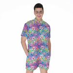 Colorful Tropical Flamingo Print Men's Rompers