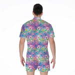 Colorful Tropical Flamingo Print Men's Rompers