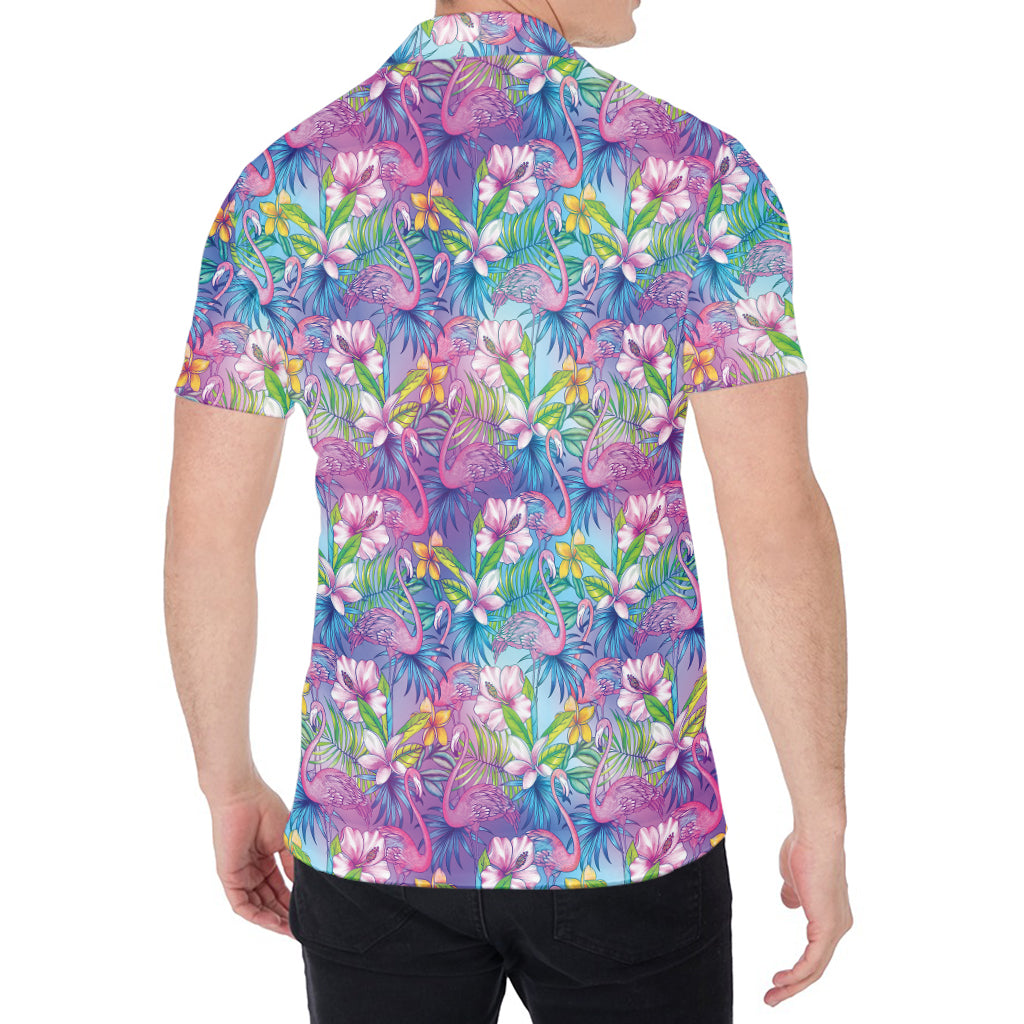 Colorful Tropical Flamingo Print Men's Shirt