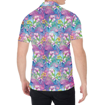 Colorful Tropical Flamingo Print Men's Shirt