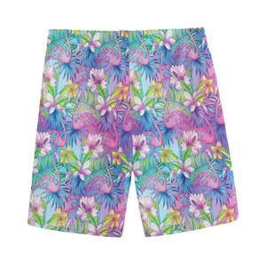 Colorful Tropical Flamingo Print Men's Sports Shorts