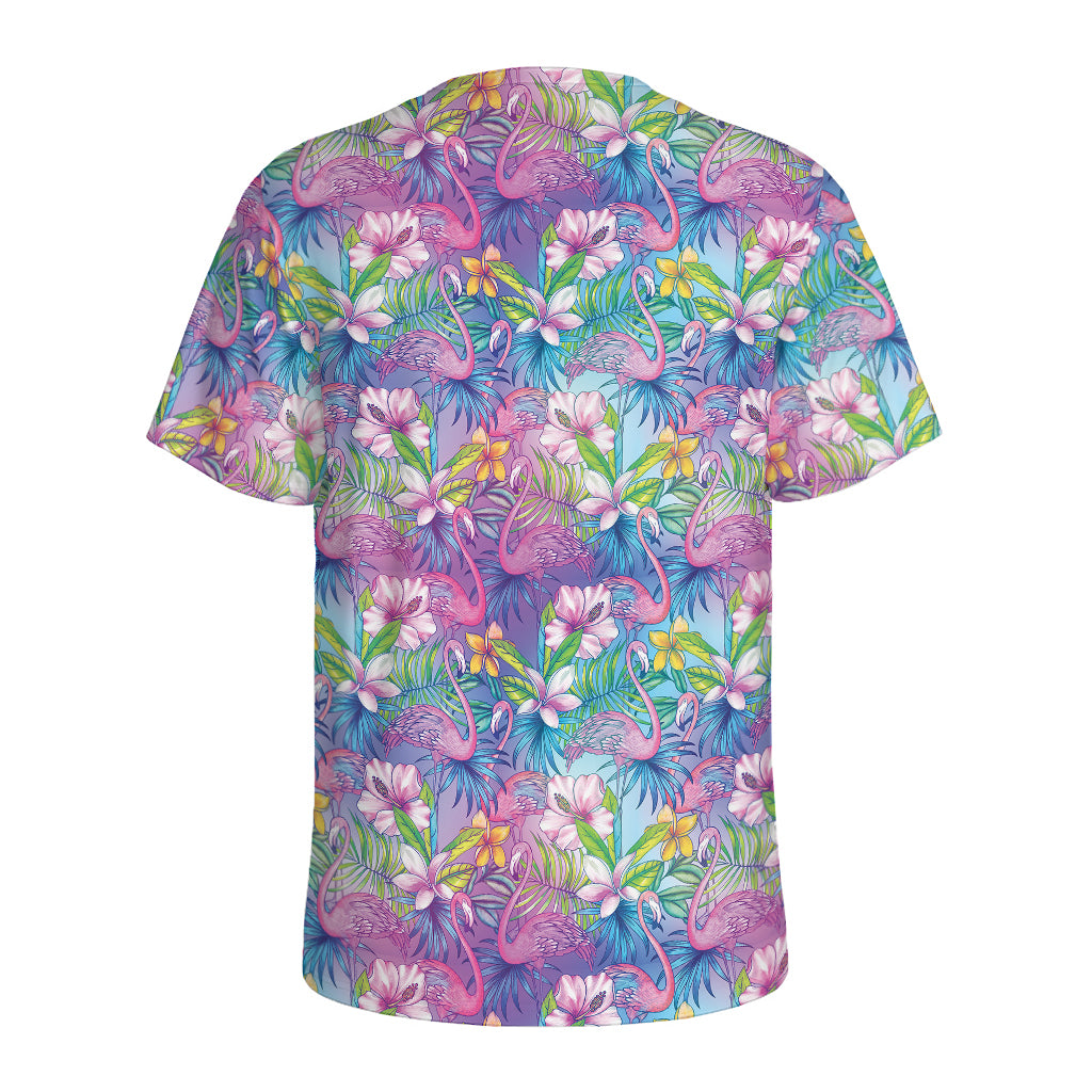 Colorful Tropical Flamingo Print Men's Sports T-Shirt