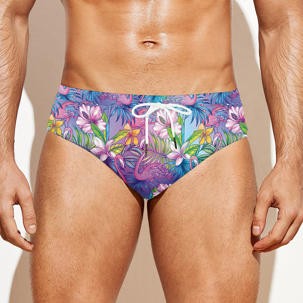 Colorful Tropical Flamingo Print Men's Swim Briefs