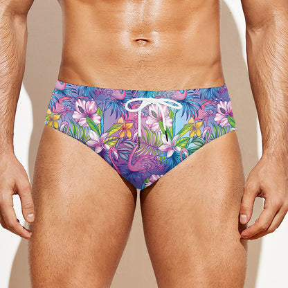 Colorful Tropical Flamingo Print Men's Swim Briefs