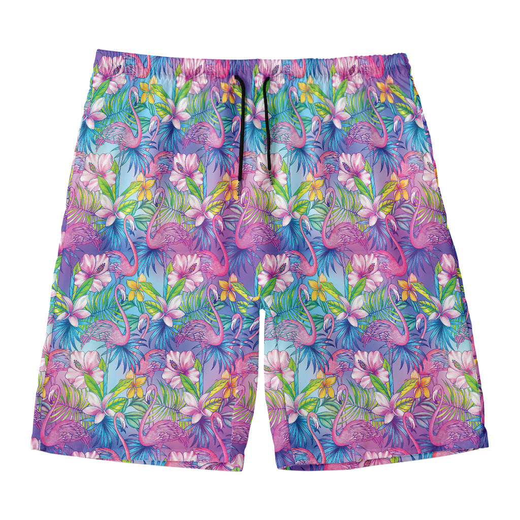 Colorful Tropical Flamingo Print Men's Swim Trunks