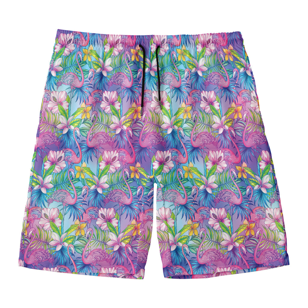 Colorful Tropical Flamingo Print Men's Swim Trunks