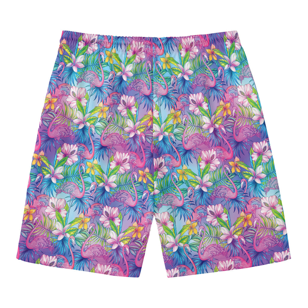 Colorful Tropical Flamingo Print Men's Swim Trunks