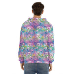 Colorful Tropical Flamingo Print Men's Velvet Pullover Hoodie
