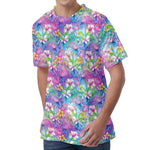 Colorful Tropical Flamingo Print Men's Velvet T-Shirt
