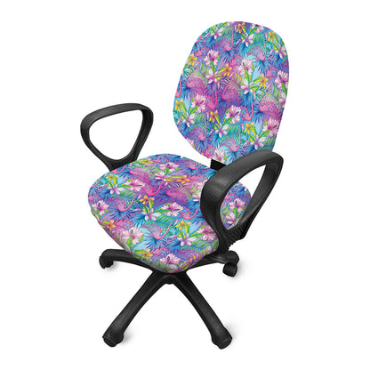 Colorful Tropical Flamingo Print Office Chair Cover