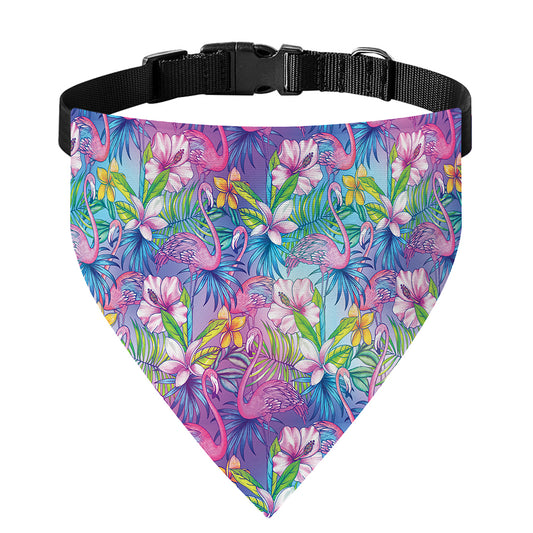 Colorful Tropical Flamingo Print Over The Collar Dog Bandana