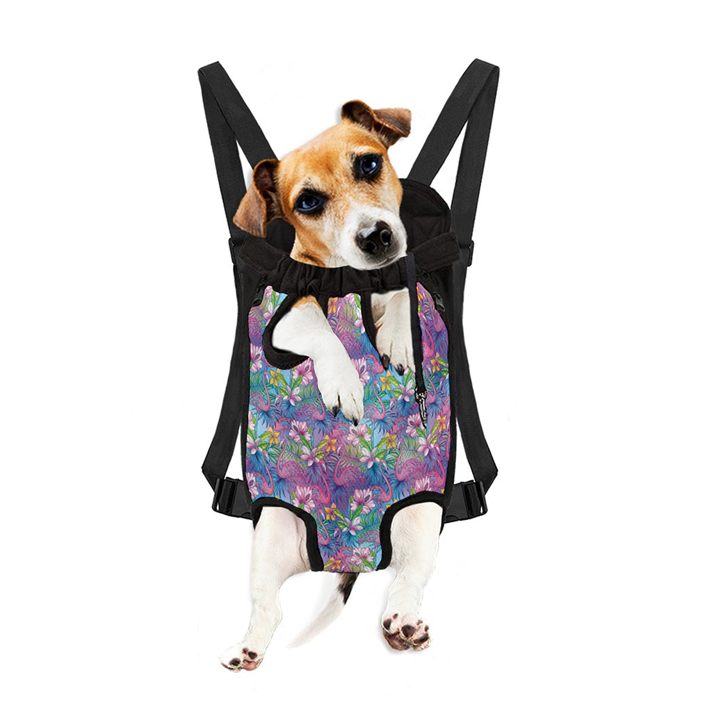 Colorful Tropical Flamingo Print Pet Carrier Backpack