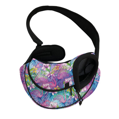Colorful Tropical Flamingo Print Pet Sling Carrier