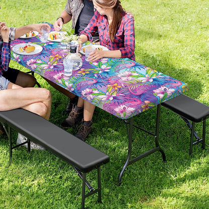 Colorful Tropical Flamingo Print Picnic Table Cover