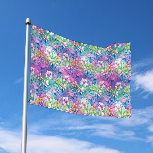 Colorful Tropical Flamingo Print Polyester Flag