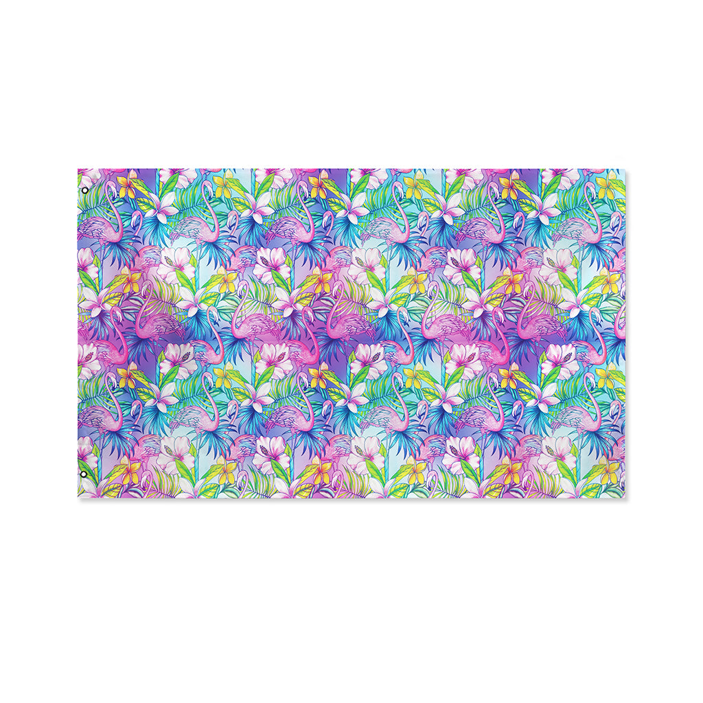 Colorful Tropical Flamingo Print Polyester Flag