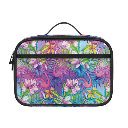 Colorful Tropical Flamingo Print Portable Lunch Bag