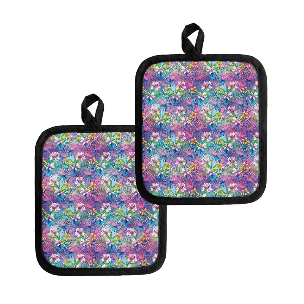 Colorful Tropical Flamingo Print Pot Holders