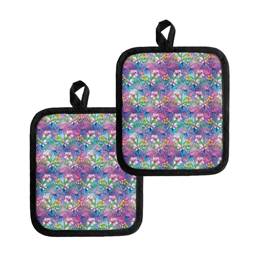 Colorful Tropical Flamingo Print Pot Holders