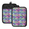 Colorful Tropical Flamingo Print Pot Holders With Pocket