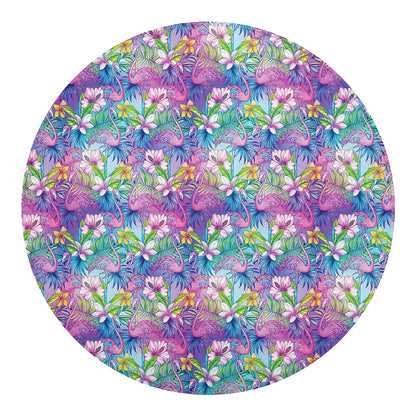 Colorful Tropical Flamingo Print Round Blanket